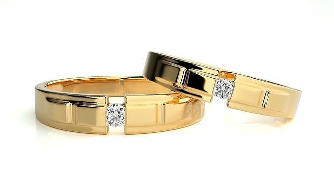 nozze gruppo musicale 771 gioielleria squillare oro anelli diamante Fidanzamento coppia lusso platino argento sposa sposo bande stampabile 3D print model - Mito3D