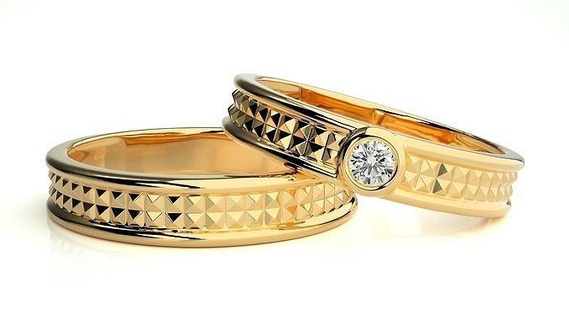 Casamento banda 7 31 joalheria anel ouro imprimível brilhante argolas diamante noivado luxo solitário platina precioso casal 3d print model - Mito3D