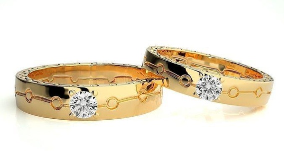 nozze gruppo musicale 809 gioielleria squillare oro anelli diamante Fidanzamento coppia lusso platino argento sposa sposo bande stampabile 3d print model - Mito3D