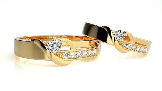 nozze gruppo musicale 847 gioielleria squillare oro anelli diamante Fidanzamento coppia lusso platino argento sposa sposo bande stampabile 3d print model - Mito3D