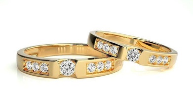 nozze gruppo musicale 848 gioielleria squillare oro anelli diamante Fidanzamento coppia lusso platino argento sposa sposo bande 3d print model - Mito3D