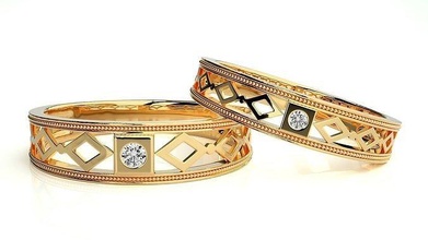 Boda banda 850 anillo oro anillos diamante compromiso Pareja lujo platino plata novia novio bandas 3d print model - Mito3D