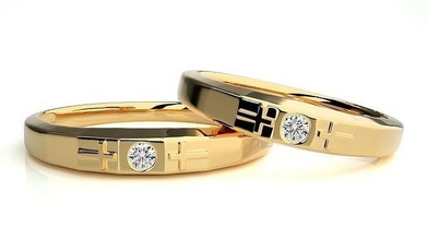 nozze gruppo musicale 851 gioielleria squillare oro anelli diamante Fidanzamento coppia lusso platino argento sposa sposo bande 3d print model - Mito3D