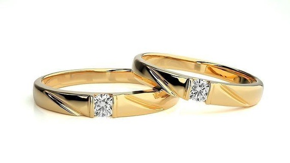 nozze gruppo musicale 855 gioielleria squillare oro anelli diamante Fidanzamento coppia lusso platino argento sposa sposo bande stampabile 3d print model - Mito3D