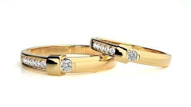 nozze gruppo musicale 856 gioielleria squillare oro anelli diamante Fidanzamento coppia lusso platino argento sposa sposo bande 3d print model - Mito3D