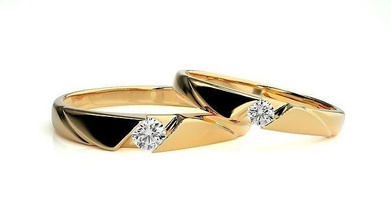 nozze gruppo musicale 859 gioielleria squillare oro anelli diamante Fidanzamento coppia lusso platino argento sposa sposo bande 3d print model - Mito3D