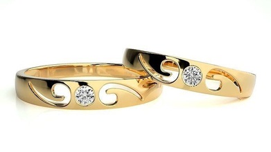 nozze gruppo musicale 860 gioielleria squillare oro anelli diamante Fidanzamento coppia lusso platino argento sposa sposo bande 3d print model - Mito3D