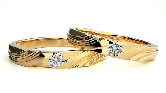 nozze gruppo musicale 867 diamante Fidanzamento coppia lusso platino argento sposa sposo bande stampabile gioielleria squillare oro anelli 3d print model - Mito3D