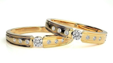 nozze gruppo musicale 868 gioielleria squillare oro anelli diamante Fidanzamento coppia lusso platino argento sposa sposo bande 3d print model - Mito3D