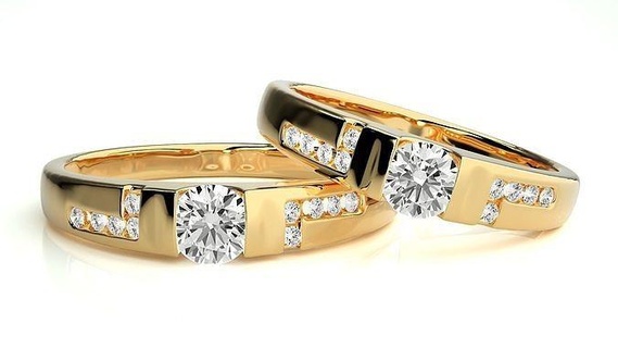 nozze gruppo musicale 878 gioielleria squillare oro anelli diamante Fidanzamento coppia lusso platino argento sposa sposo bande stampabile 3d print model - Mito3D