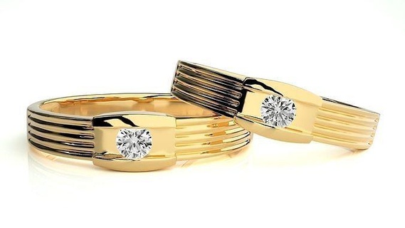 nozze gruppo musicale 890 gioielleria squillare oro anelli diamante Fidanzamento coppia lusso platino argento sposa sposo bande stampabile 3d print model - Mito3D