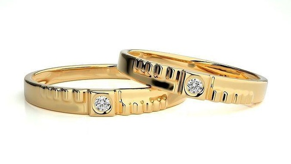 nozze gruppo musicale 895 gioielleria squillare oro anelli diamante Fidanzamento coppia lusso platino argento sposa sposo bande stampabile 3d print model - Mito3D