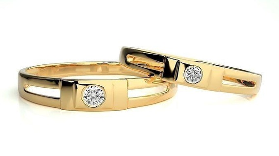 nozze gruppo musicale 901 gioielleria squillare oro anelli diamante Fidanzamento coppia lusso platino argento sposa sposo bande stampabile 3d print model - Mito3D