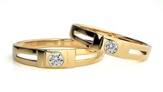 nozze gruppo musicale 902 gioielleria squillare oro anelli diamante Fidanzamento coppia lusso platino argento sposa sposo bande stampabile 3d print model - Mito3D