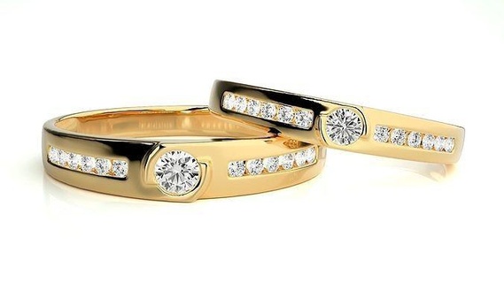 nozze gruppo musicale 908 gioielleria squillare oro anelli diamante Fidanzamento coppia lusso platino argento sposa sposo bande stampabile 3d print model - Mito3D