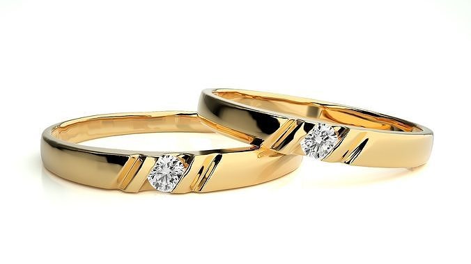 nozze gruppo musicale 911 oro gioielleria squillare anelli diamante Fidanzamento coppia lusso platino argento sposa sposo bande stampabile 3D print model - Mito3D