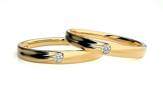 nozze gruppo musicale 9161 gioielleria squillare oro anelli diamante Fidanzamento coppia lusso platino argento sposa sposo bande stampabile 3d print model - Mito3D