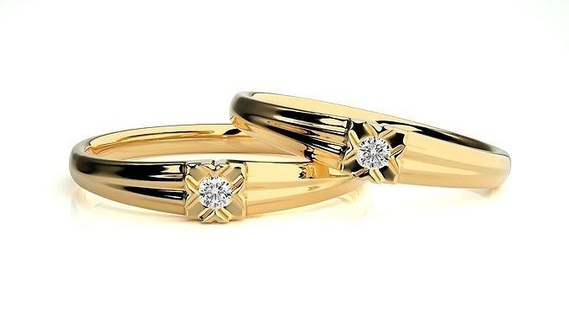 Casamento banda 9171 joalheria anel ouro imprimível brilhante argolas diamante noivado luxo solitário platina precioso casal 3d print model - Mito3D