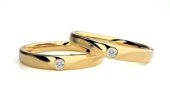 Hochzeit Band 9178 Schmuck Ring Gold druckbar brillant Ringe Diamant Engagement Luxus Solitär Platin wertvoll Paar 3d print model - Mito3D