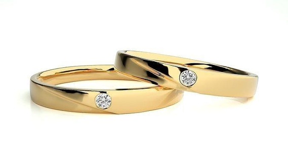 nozze gruppo musicale 9185 gioielleria squillare oro stampabile brillante anelli diamante Fidanzamento lusso solitario platino prezioso coppia 3d print model - Mito3D