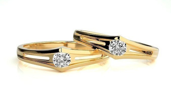 nozze gruppo musicale 918 gioielleria squillare oro anelli diamante Fidanzamento coppia lusso platino argento sposa sposo bande stampabile 3d print model - Mito3D