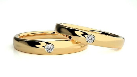 Hochzeit Band 9196 Schmuck Ring Gold druckbar brillant Ringe Diamant Engagement Luxus Solitär Platin wertvoll Paar 3d print model - Mito3D