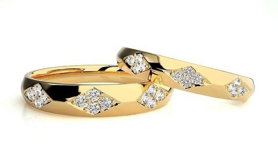 nozze gruppo musicale 9203 gioielleria squillare oro stampabile brillante anelli diamante Fidanzamento lusso solitario platino prezioso coppia 3d print model - Mito3D