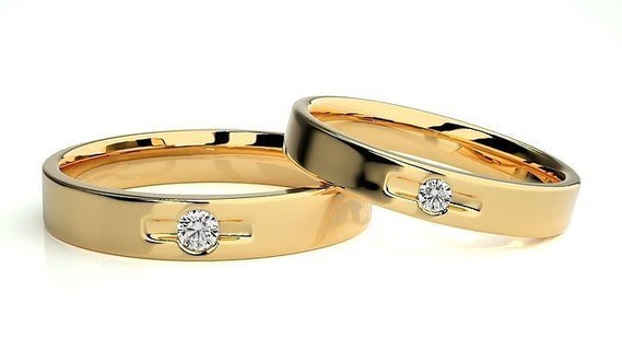 mariage bande 9227 bijoux bague or imprimable brillant anneaux diamant engagement luxe solitaire platine précieux couple 3d print model - Mito3D