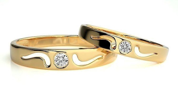 Casamento banda 922 joalheria anel ouro argolas diamante noivado casal luxo platina prata noiva noivo bandas imprimível 3d print model - Mito3D