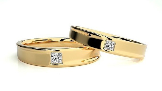 nozze gruppo musicale 9236 gioielleria squillare oro stampabile brillante anelli diamante Fidanzamento lusso solitario platino prezioso coppia 3d print model - Mito3D