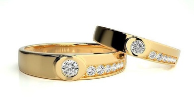 düğün grup 923 takı yüzük altın yüzükler elmas nişan çift lüks platin gümüş gelin damat bantlar 3d print model - Mito3D