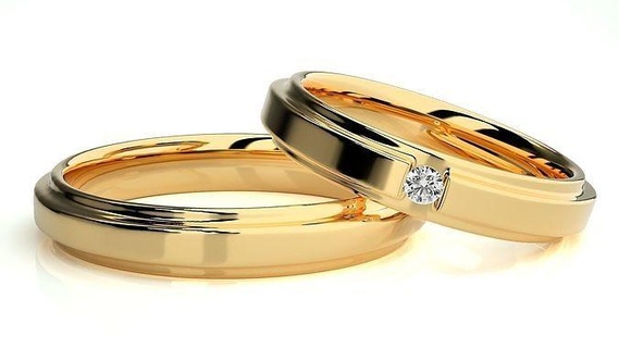 mariage bande 9244 bijoux bague or imprimable brillant anneaux diamant engagement luxe solitaire platine précieux couple 3d print model - Mito3D