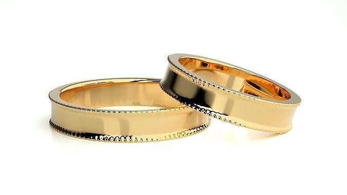 mariage bande 9258 bijoux bague or imprimable brillant anneaux diamant engagement luxe solitaire platine précieux couple 3D print model - Mito3D