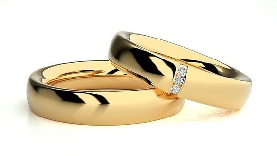 mariage bande 9260 bijoux bague or imprimable brillant anneaux diamant engagement luxe solitaire platine précieux couple 3d print model - Mito3D