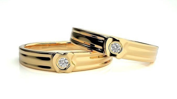düğün grup 9278 takı yüzük altın yazdırılabilir parlak yüzükler elmas nişan lüks Solitaire platin değerli çift 3d print model - Mito3D