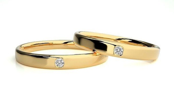 Casamento banda 9283 joalheria anel ouro imprimível brilhante argolas diamante noivado luxo solitário platina precioso casal 3d print model - Mito3D