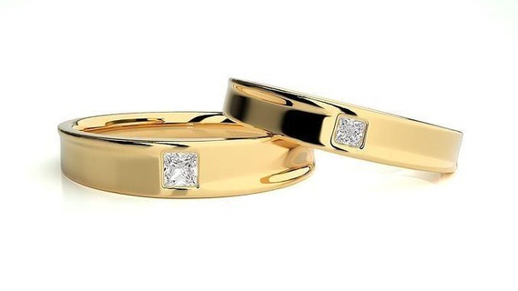 Hochzeit Band 9297 Schmuck Ring Gold druckbar brillant Ringe Diamant Engagement Luxus Solitär Platin wertvoll Paar 3d print model - Mito3D