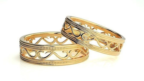 Hochzeit Band 9312 Schmuck Ring Gold druckbar brillant Ringe Diamant Engagement Luxus Solitär Platin wertvoll Paar 3d print model - Mito3D