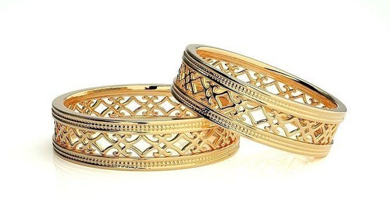 Hochzeit Band 9330 Schmuck Ring Gold druckbar brillant Ringe Diamant Engagement Luxus Solitär Platin wertvoll Paar 3d print model - Mito3D