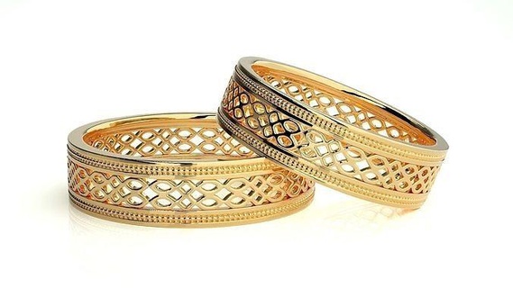 Hochzeit Band 9339 Schmuck Ring Gold druckbar brillant Ringe Diamant Engagement Luxus Solitär Platin wertvoll Paar 3d print model - Mito3D