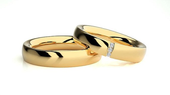 düğün grup 9355 takı yüzük altın yazdırılabilir parlak yüzükler elmas nişan lüks Solitaire platin değerli çift 3d print model - Mito3D