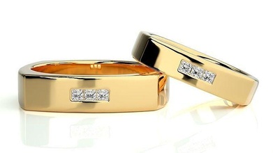 düğün grup 949 takı yüzük altın yüzükler elmas nişan çift lüks platin gümüş gelin damat bantlar 3d print model - Mito3D