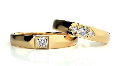 nozze gruppo musicale 953 gioielleria squillare oro anelli diamante Fidanzamento coppia lusso platino argento sposa sposo bande 3d print model - Mito3D