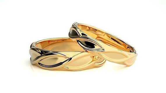 düğün grup 9558 takı yüzük altın yazdırılabilir parlak yüzükler elmas nişan lüks Solitaire platin değerli çift 3d print model - Mito3D