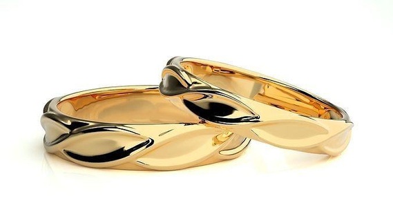 düğün grup 9573 takı yüzük altın yazdırılabilir parlak yüzükler elmas nişan lüks Solitaire platin değerli çift 3d print model - Mito3D