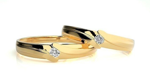 mariage bande 960 bijoux bague or anneaux diamant engagement couple luxe platine argent mariée jeune marié bandes imprimable 3d print model - Mito3D