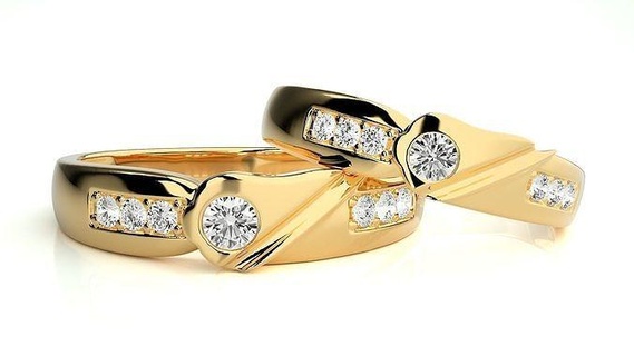 nozze gruppo musicale 966 gioielleria squillare oro anelli diamante Fidanzamento coppia lusso platino argento sposa sposo bande stampabile 3d print model - Mito3D
