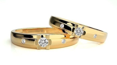 düğün grup 969 takı yüzük altın yüzükler elmas nişan çift lüks platin gümüş gelin damat bantlar 3d print model - Mito3D