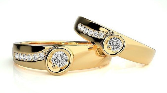 Boda banda 971 joyería joya anillo oro anillos diamante compromiso Pareja lujo platino plata novia novio bandas imprimible 3d print model - Mito3D