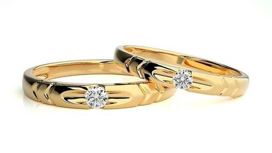 nozze gruppo musicale 974 gioielleria squillare oro anelli diamante Fidanzamento coppia lusso platino argento sposa sposo bande 3d print model - Mito3D